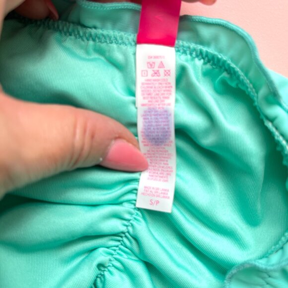 Victoria's Secret Small Bikini Bottom The Ruffle Cheeky Aqua Blue Green Swim - Picture 6 of 7